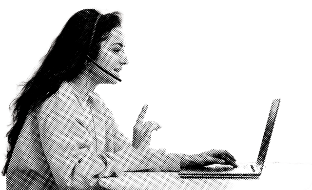 Support agent at laptop